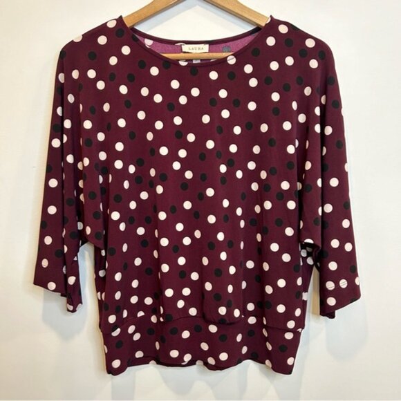 LAURA Polka Dot Elbow Sleeve Top Porto - Picture 3 of 8